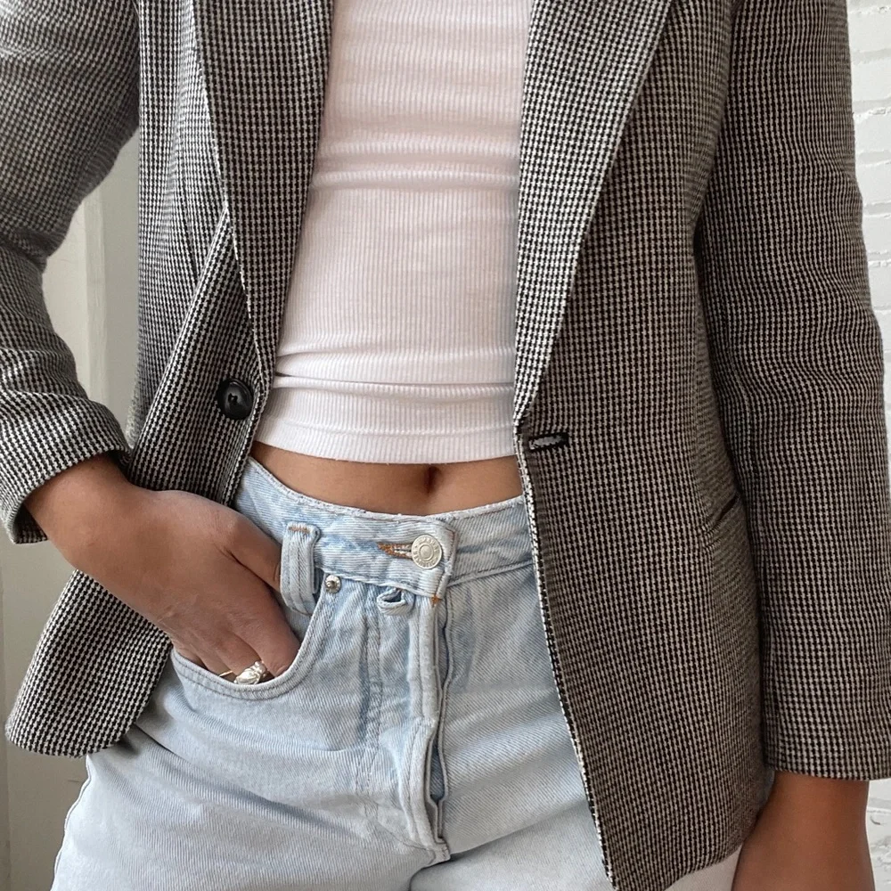 Vintage 80s Joan Leslie Tweed Single Breasted Blazer - Picture 6 of 8